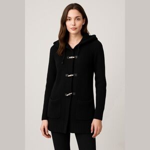 Lauren Ralph Lauren Black Toggle Cardigan Sweater Long Women’s Sz Large Knit